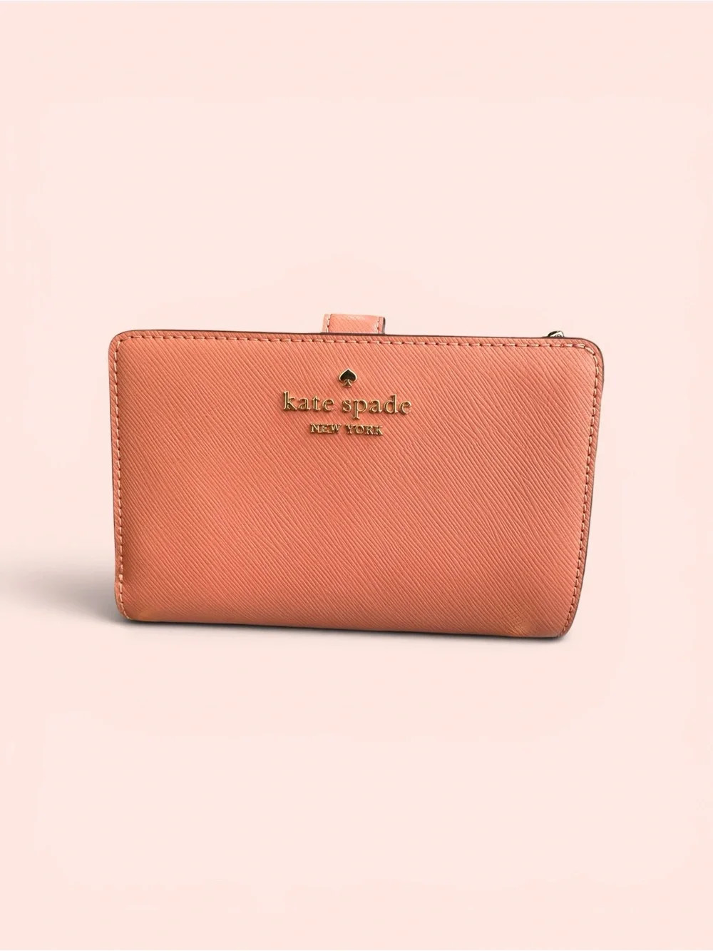 kate spade New York coral pink Saffiano Leather Madison L Zip Wallet NWOT